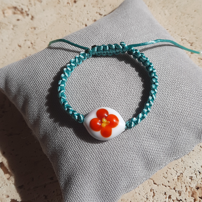 Murano Çiçekli Makrome Bileklik