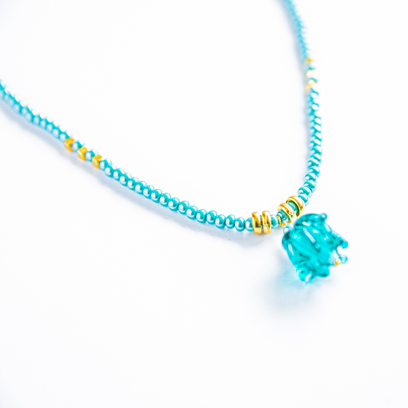 Lale Murano Cam Kolye (sarı , turkuaz ve turuncu renklerde)