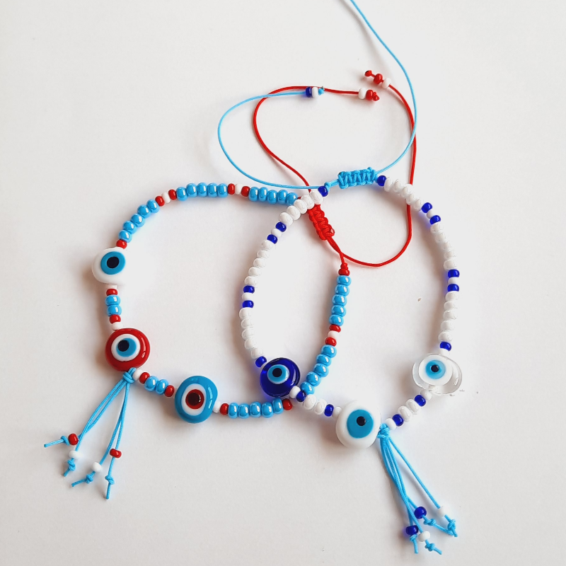 Murano Cam Boncuklu Nazarlı Halhal (2 Adet)