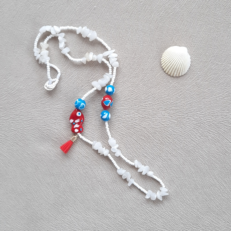 Murano Balıklı Kalpli Yaz Kolyesi