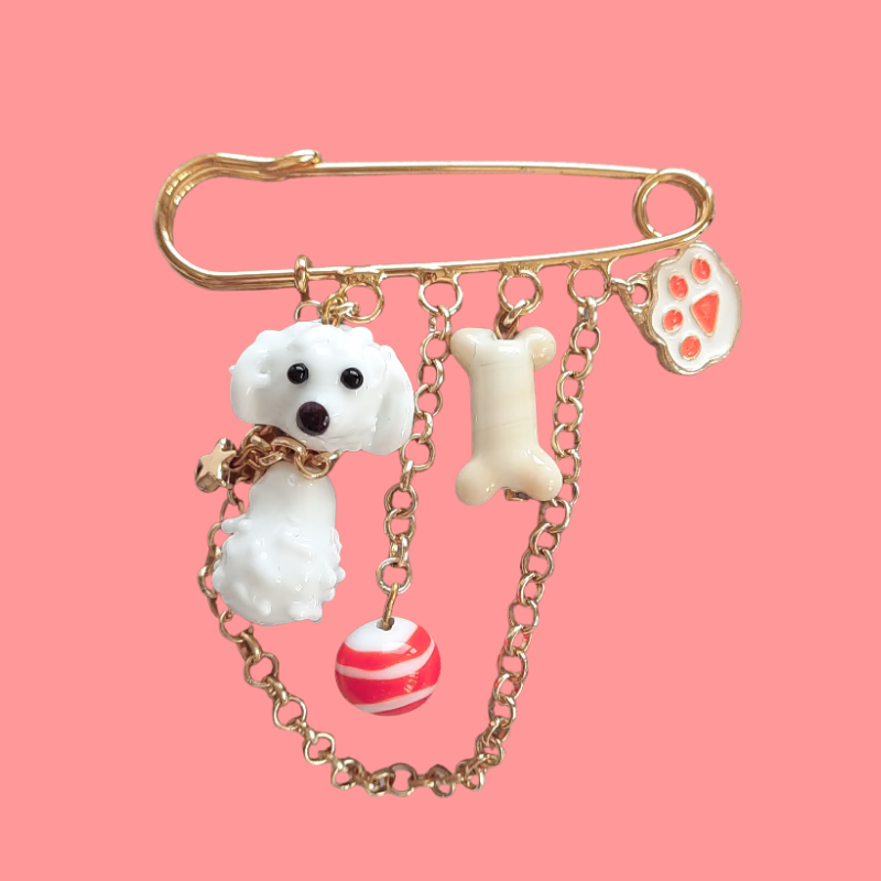 Köpek Murano Cam Boncuk İskoç Yaka İğnesi  Broş