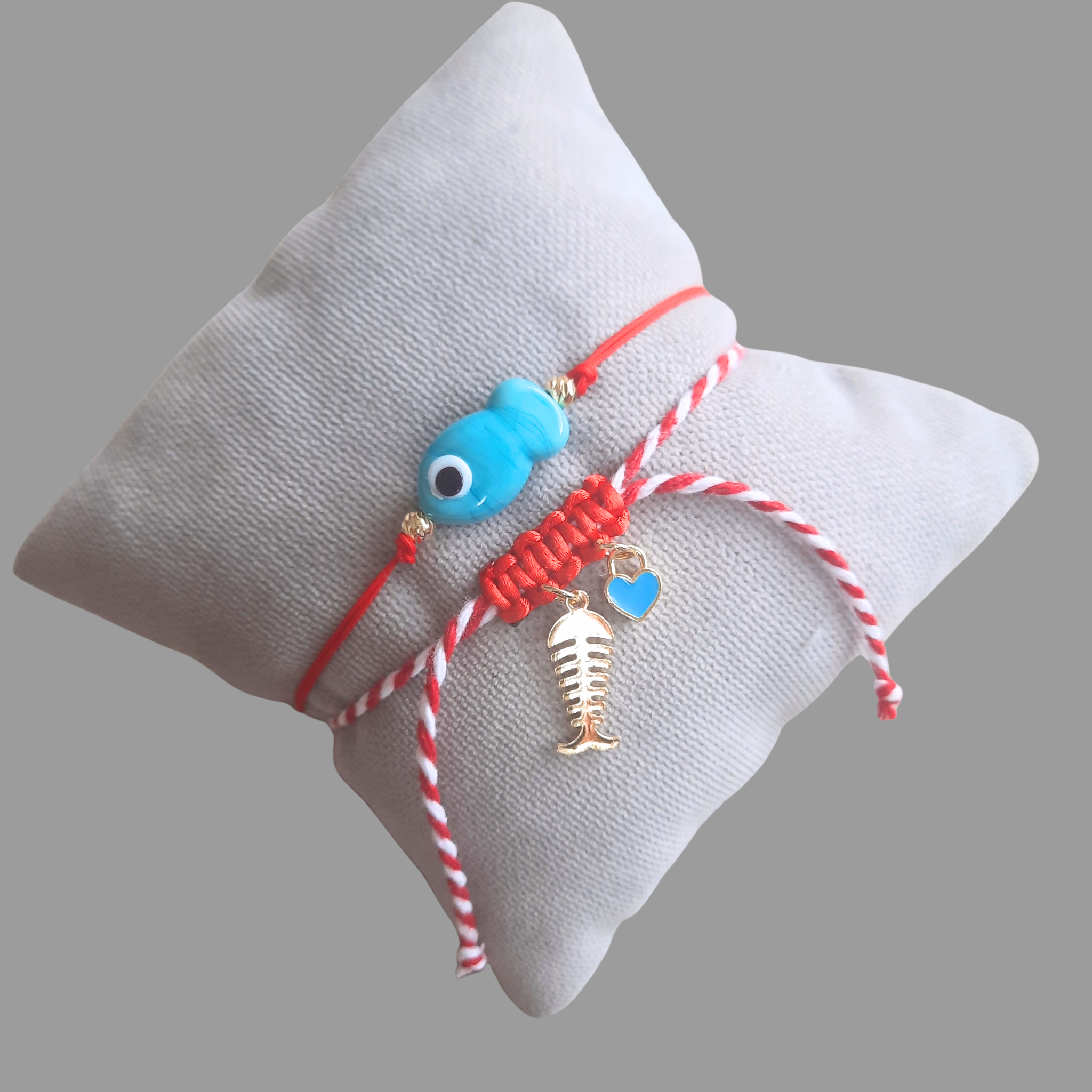 Mavi Balıklı Cam Boncuk İkili Kombin Marteniçka