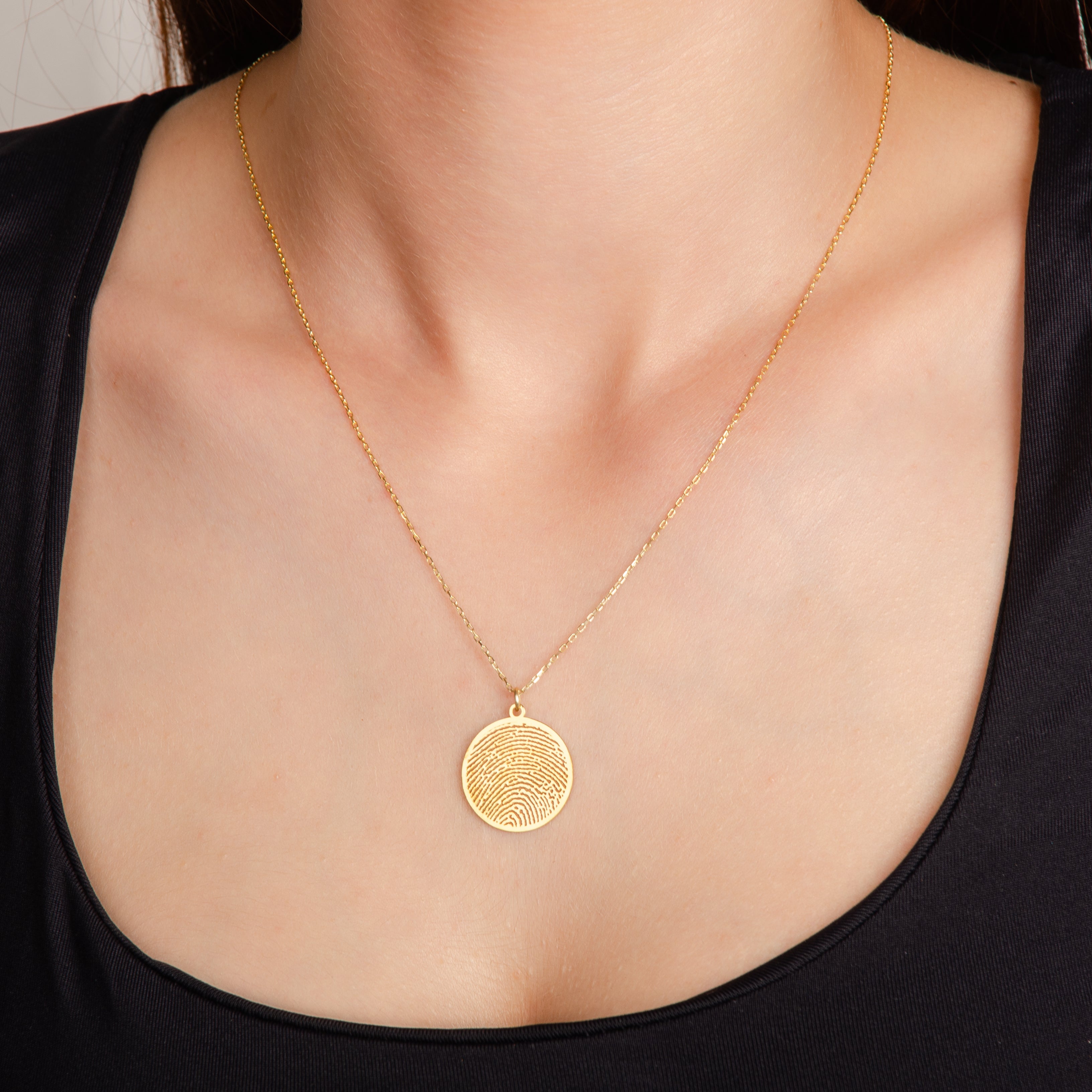 925 Ayar Parmak İzi Gümüş Kolye (Altın veya Gümüş Renkte, Farklı Zincir Seçenekli)