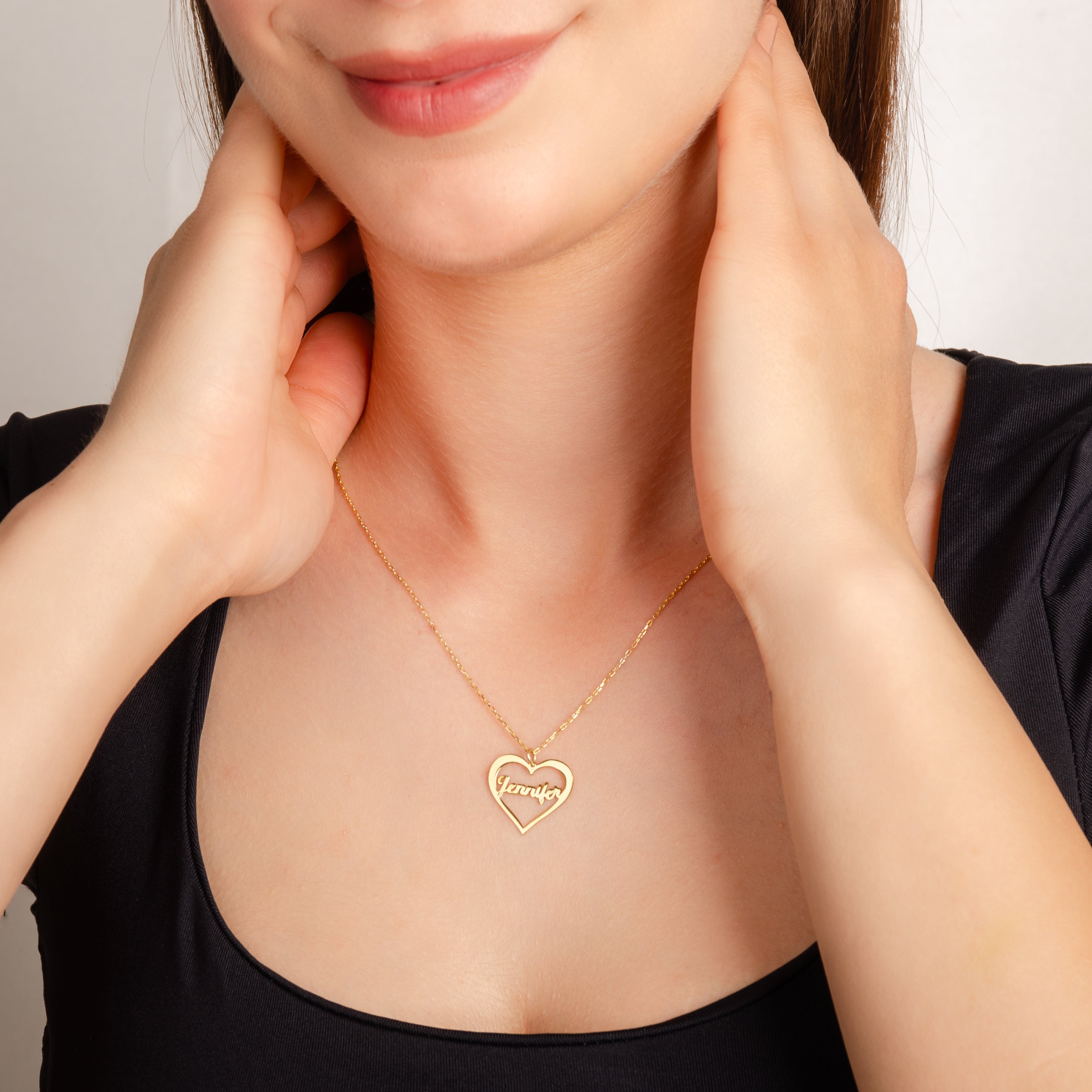 925 Ayar İsimli Kalp Gümüş Kolye (Altın veya Gümüş Renkte, Farklı Zincir Seçenekli)