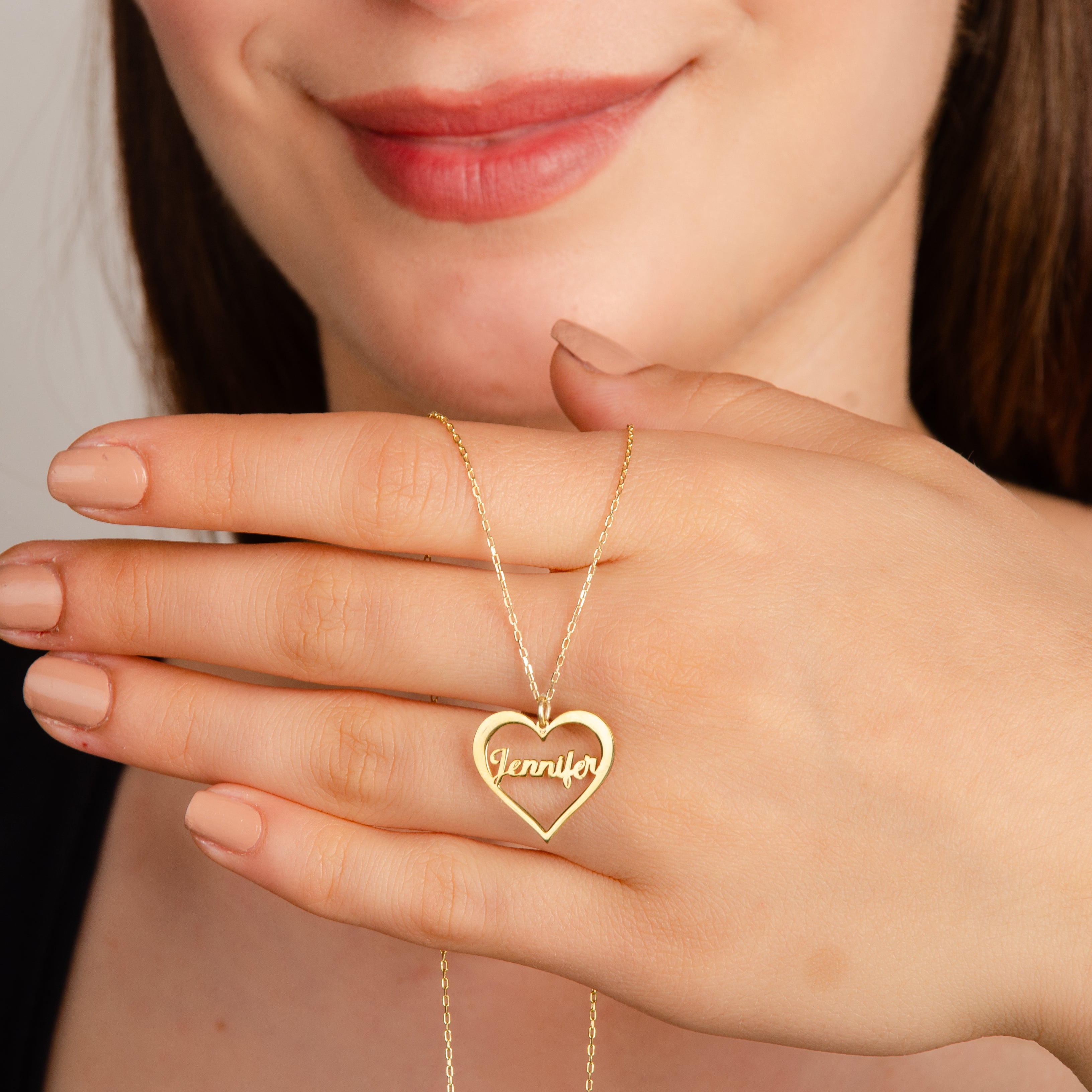 925 Ayar İsimli Kalp Gümüş Kolye (Altın veya Gümüş Renkte, Farklı Zincir Seçenekli)