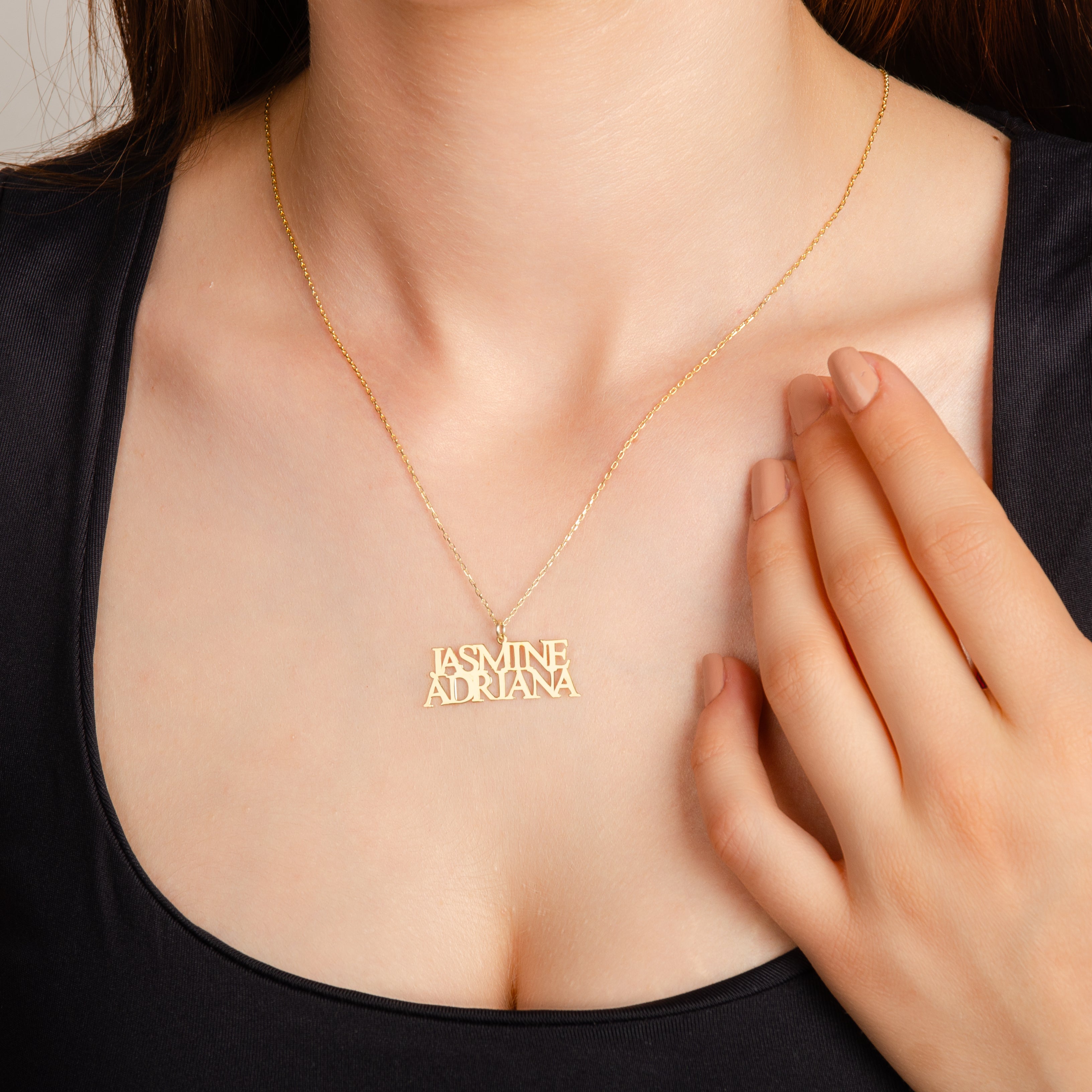 925 Ayar İki İsim Gümüş Kolye (Altın veya Gümüş Renkte, Farklı Zincir Seçenekli)