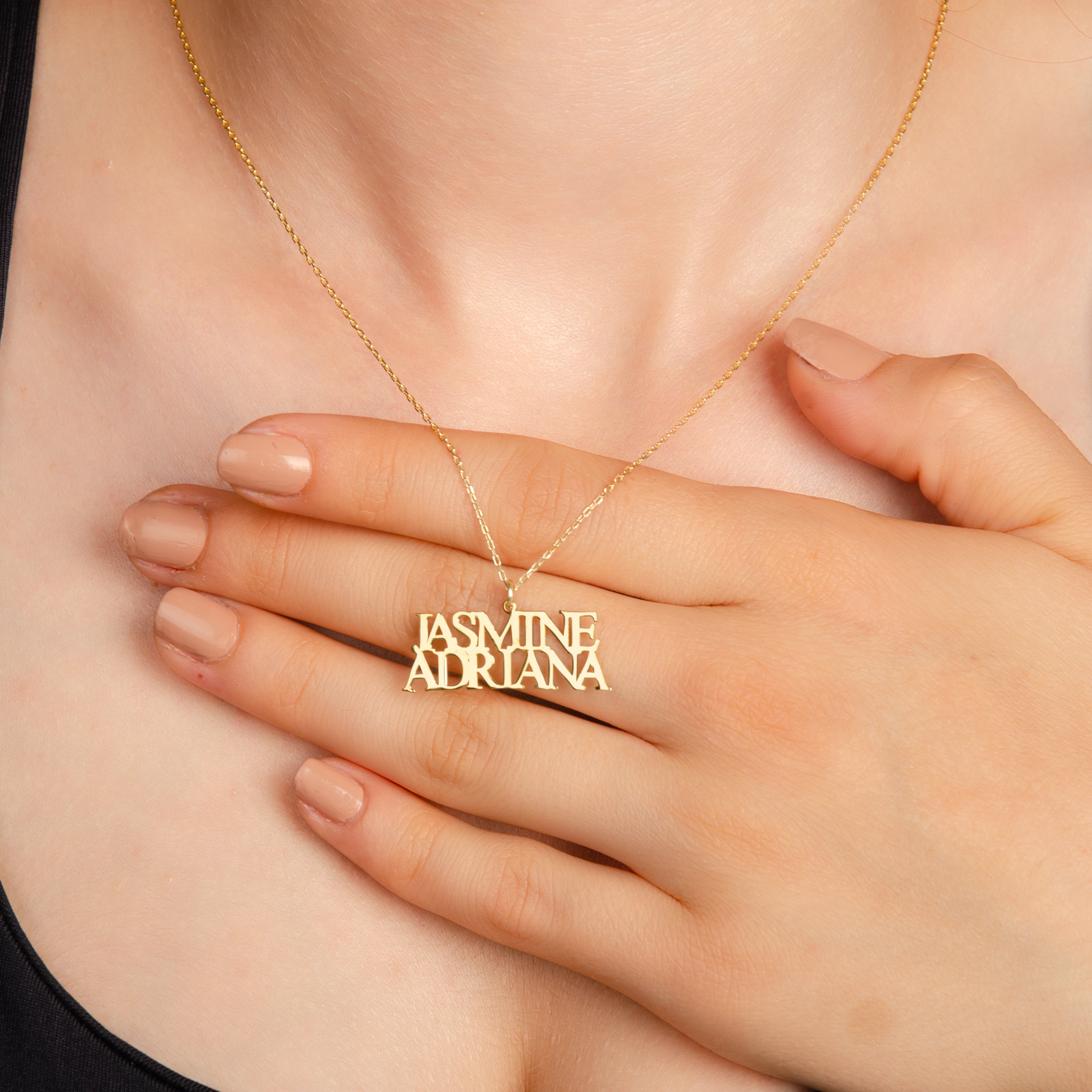 925 Ayar İki İsim Gümüş Kolye (Altın veya Gümüş Renkte, Farklı Zincir Seçenekli)