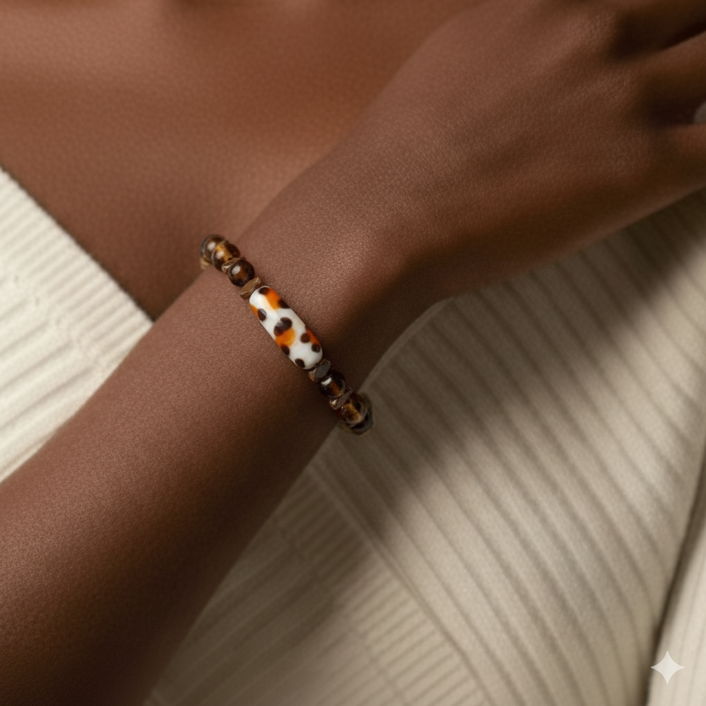 Leopar El Yapımı Murano Boncuklu Bileklik