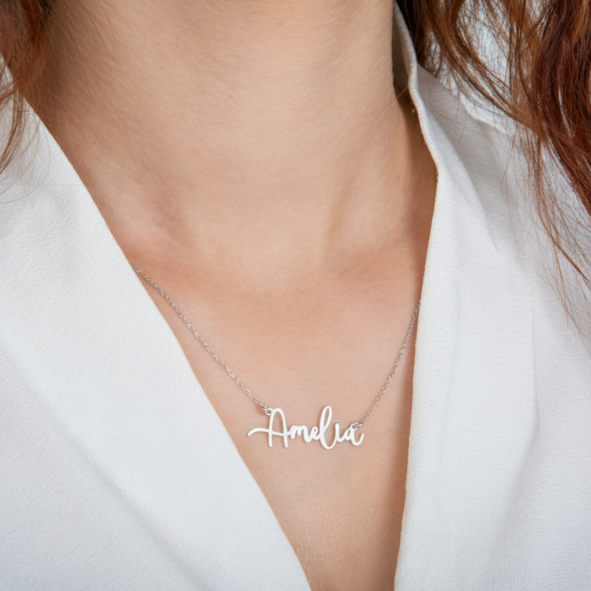 925 Ayar Normal Font Gümüş Kolye (Altın veya Gümüş Renkte, Farklı Zincir Seçenekli)