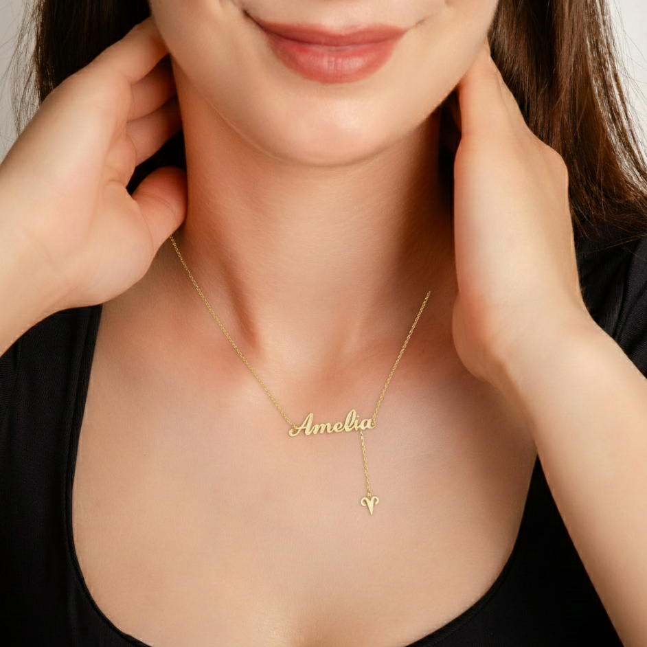 925 Ayar İsim ve Burç Gümüş Kolye (Altın veya Gümüş Renkte, Farklı Zincir Seçenekli)