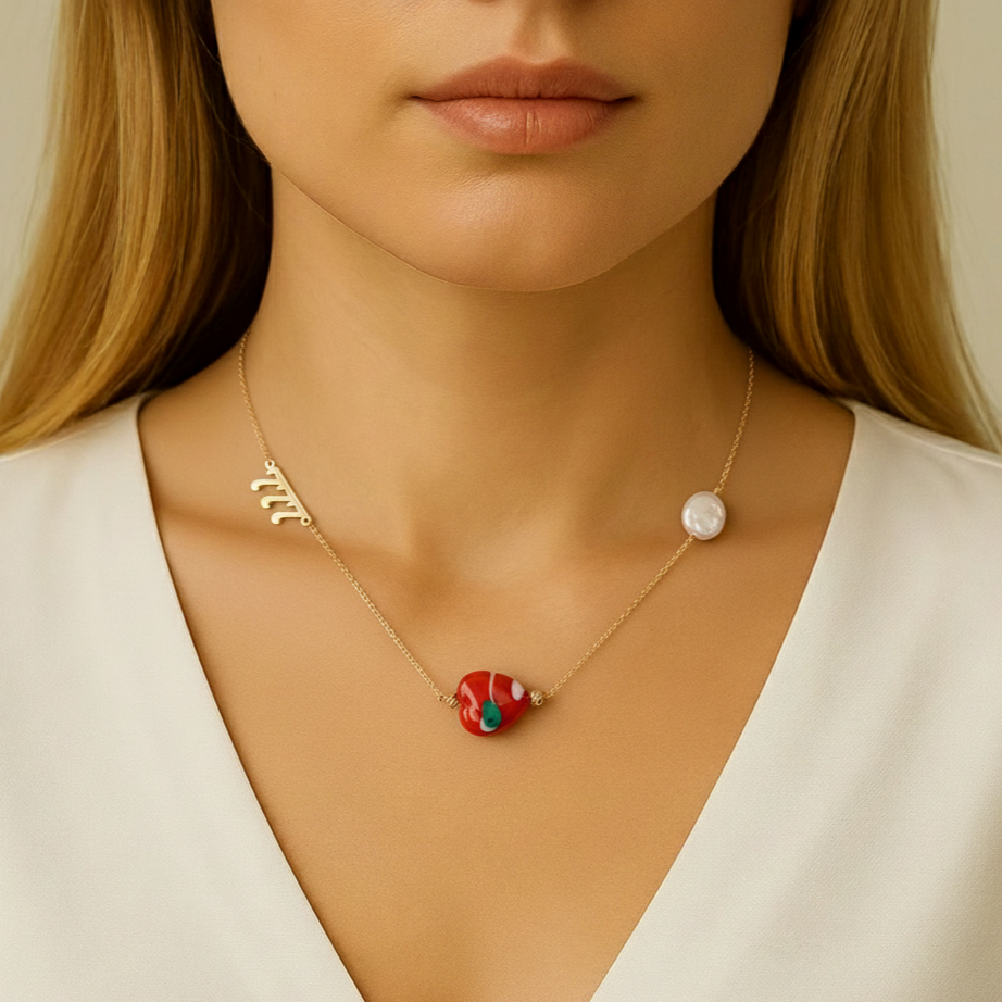 Sevgililer Günü Aşk Para Şans Murano Kalp Kolye