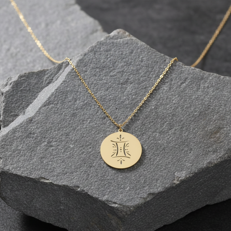 925 Ayar Burç Madalyon Gümüş Kolye (Altın veya Gümüş Renkte, Farklı Zincir Seçenekli)