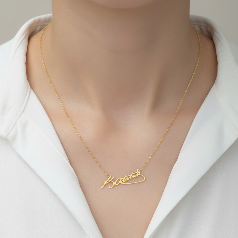 925 Ayar Ata İmzalı Gümüş Kolye (Altın veya Gümüş Renkte, Farklı Zincir Seçenekli)