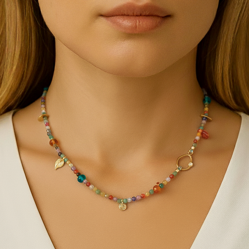 Gökkuşağı Zirkonyum Murano Özel Tasarım Kolye