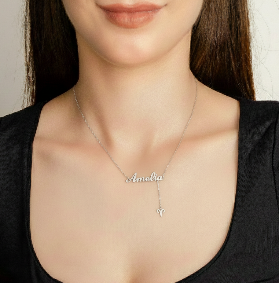 925 Ayar İsim ve Burç Gümüş Kolye (Altın veya Gümüş Renkte, Farklı Zincir Seçenekli)