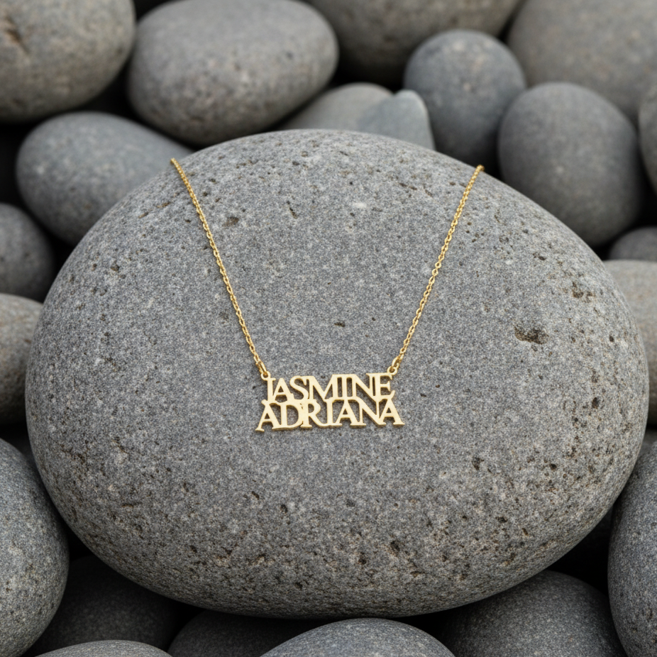 925 Ayar İki İsim Gümüş Kolye (Altın veya Gümüş Renkte, Farklı Zincir Seçenekli)