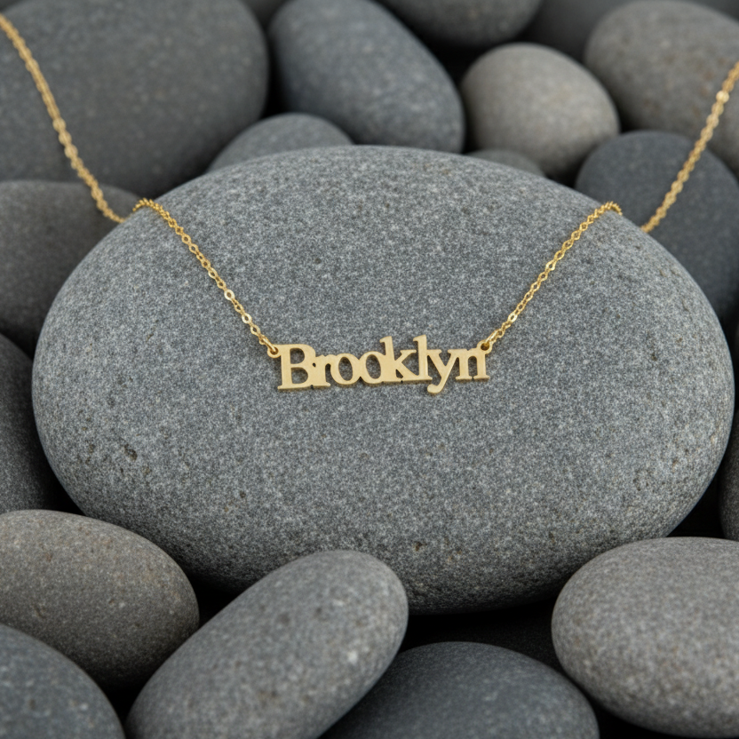 925 Ayar Times Font Gümüş Kolye (Altın veya Gümüş Renkte, Farklı Zincir Seçenekli)