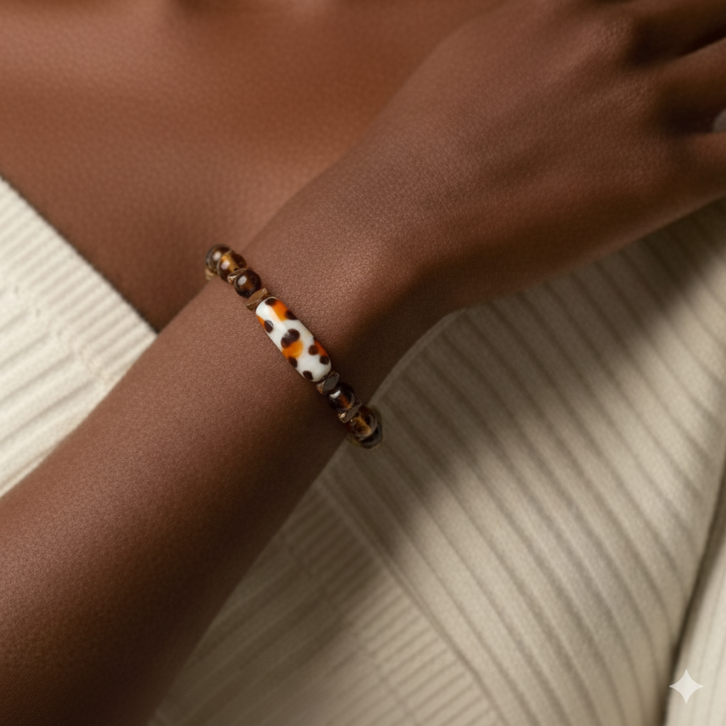 Murano Leopar Kaplan Gözü Doğal Taş Kolye Bileklik Seti