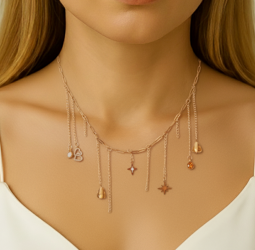 Kutup Yıldızı Nar Charmlı Paslanmaz Çelik Kolye