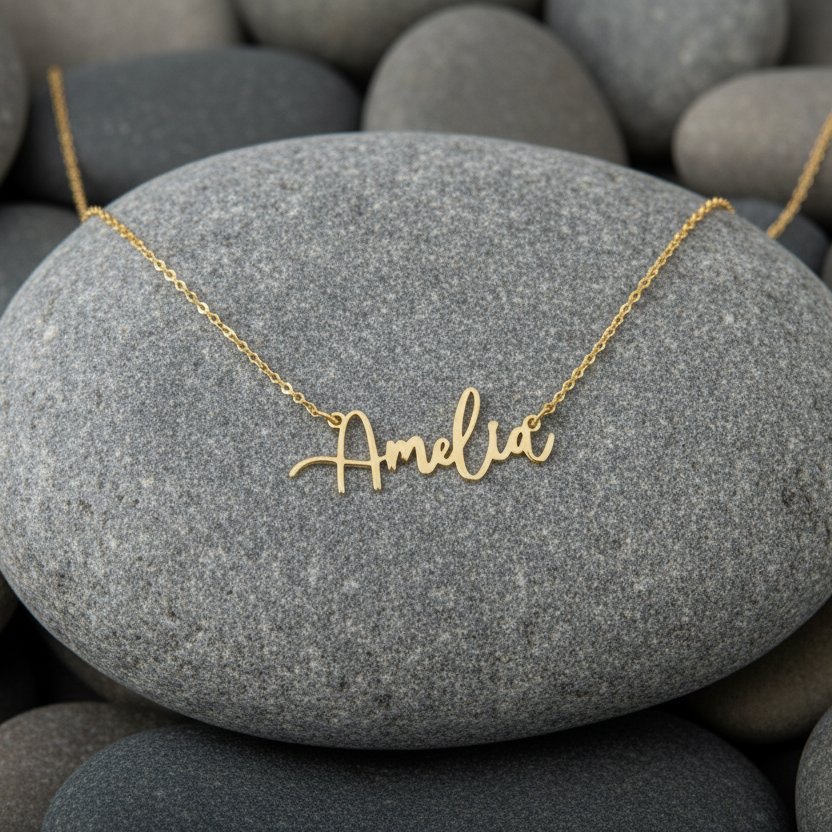 925 Ayar Normal Font Gümüş Kolye (Altın veya Gümüş Renkte, Farklı Zincir Seçenekli)