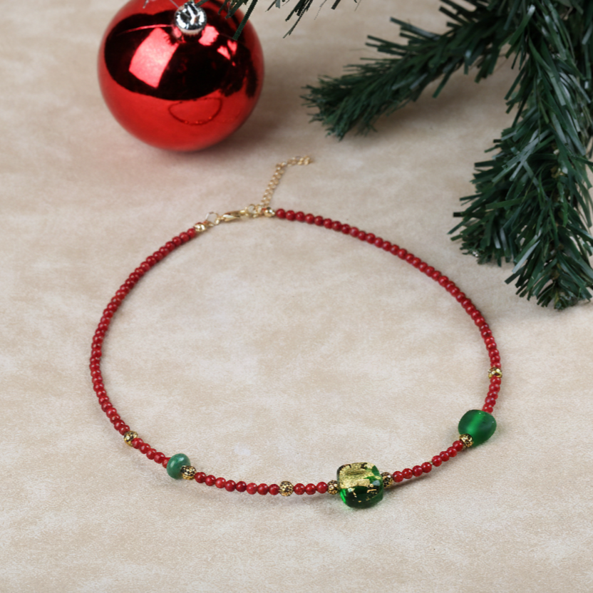 Geçmiş Gelecek Bugün Altın Varaklı Mercan Kolye