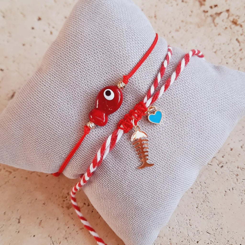 Balıklı Cam Boncuk İkili Kombin Marteniçka