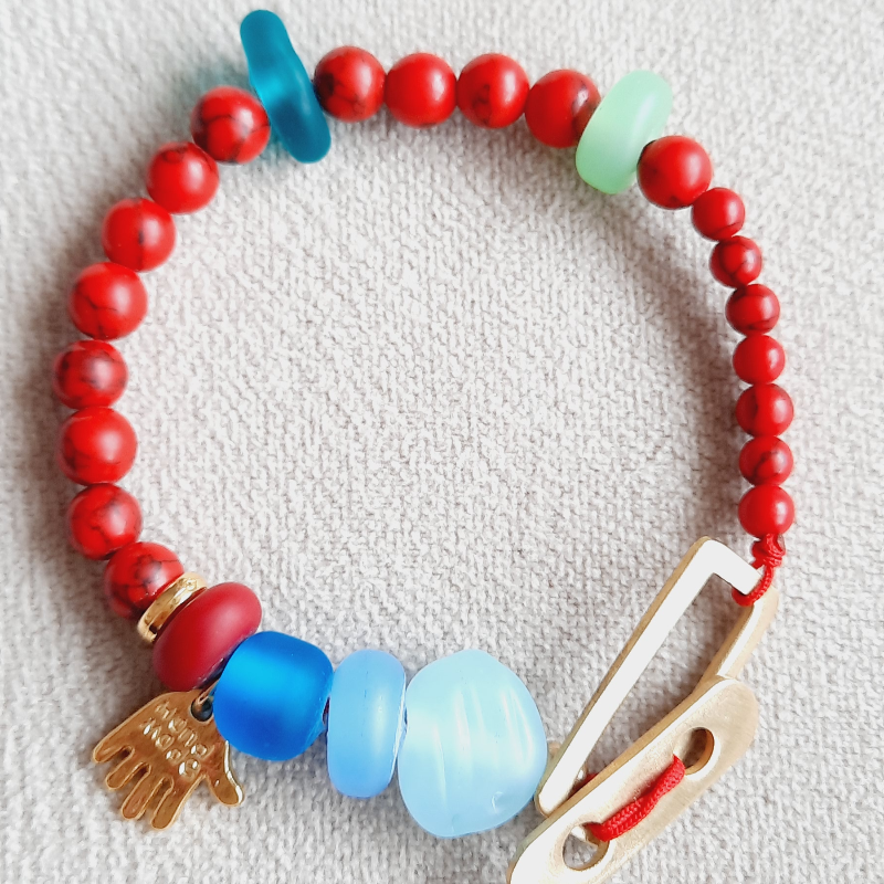 Eskitme Cam Mercan Özel Tasarım Bileklik