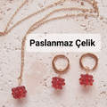 Paslanmaz Çelik Murano Ahududu Kolye