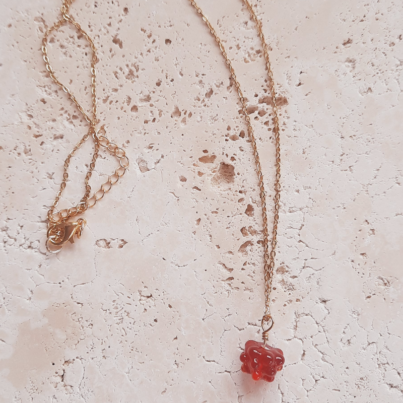 Paslanmaz Çelik Murano Ahududu Kolye