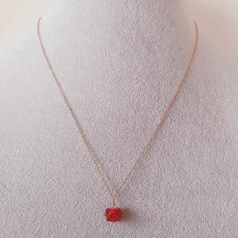 Paslanmaz Çelik Murano Ahududu Kolye