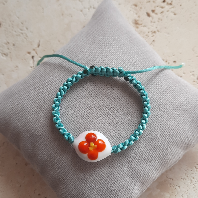 Murano Çiçekli Makrome Bileklik