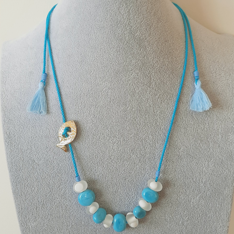 Murano Cam Eskitme İpli Kolye