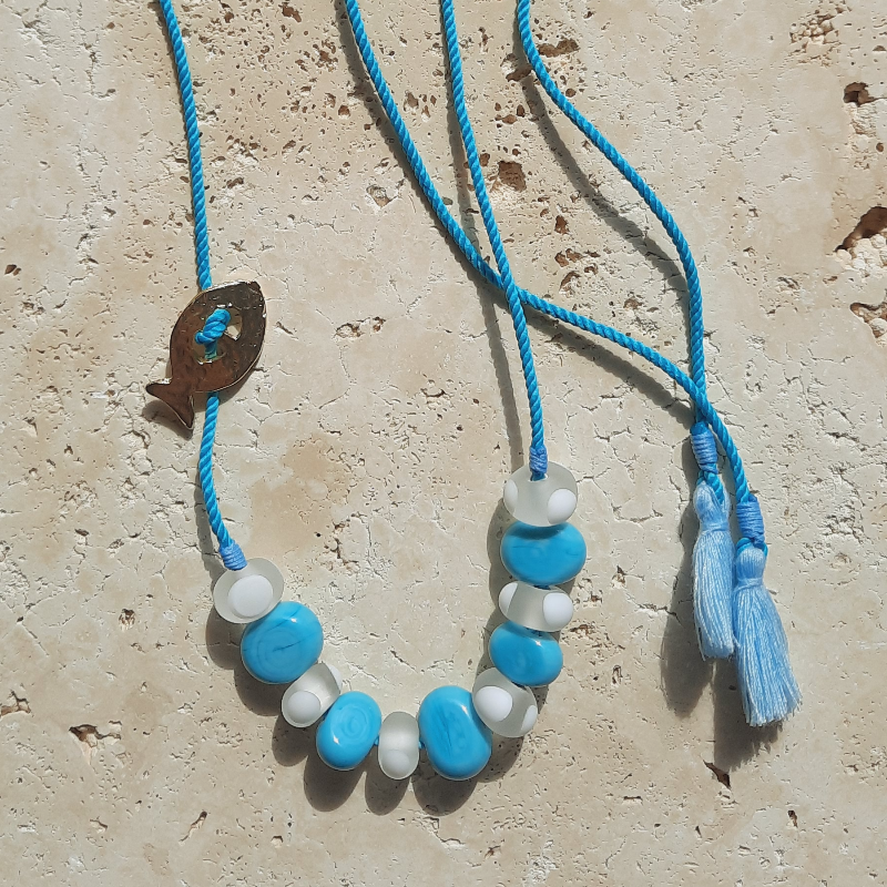 Murano Cam Eskitme İpli Kolye