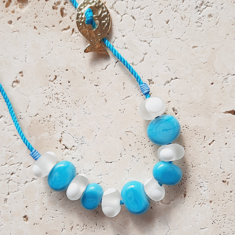 Murano Cam Eskitme İpli Kolye