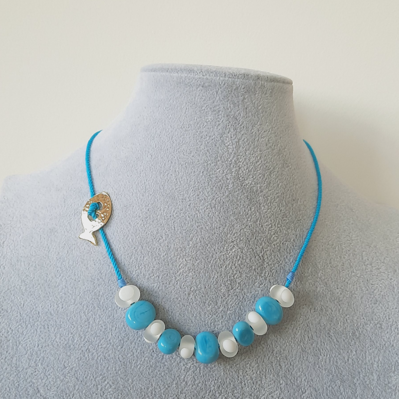 Murano Cam Eskitme İpli Kolye