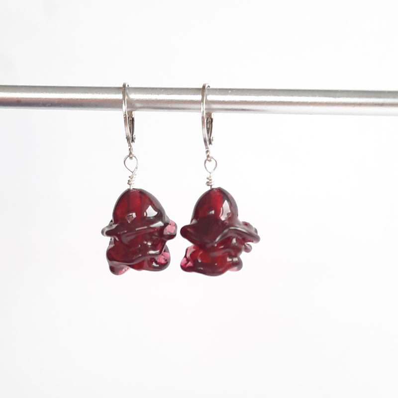 Mor Murano Cam Gül Küpe