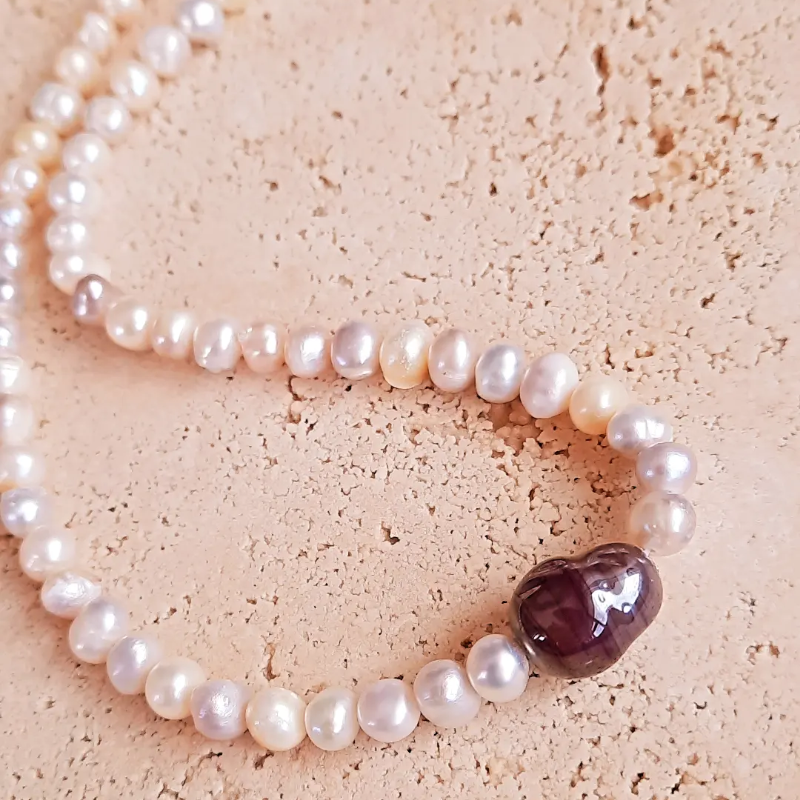 Barok İnci Cam Boncuklu Kolye