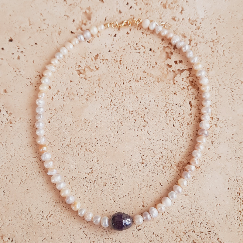 Barok İnci Cam Boncuklu Kolye