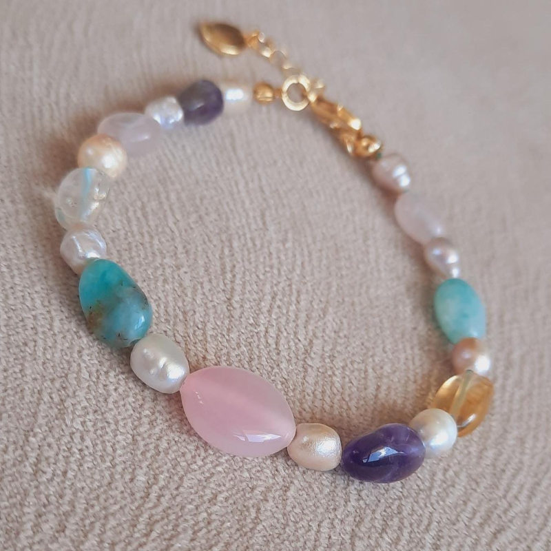 Çakra İnci Doğaltaş Murano Bileklik