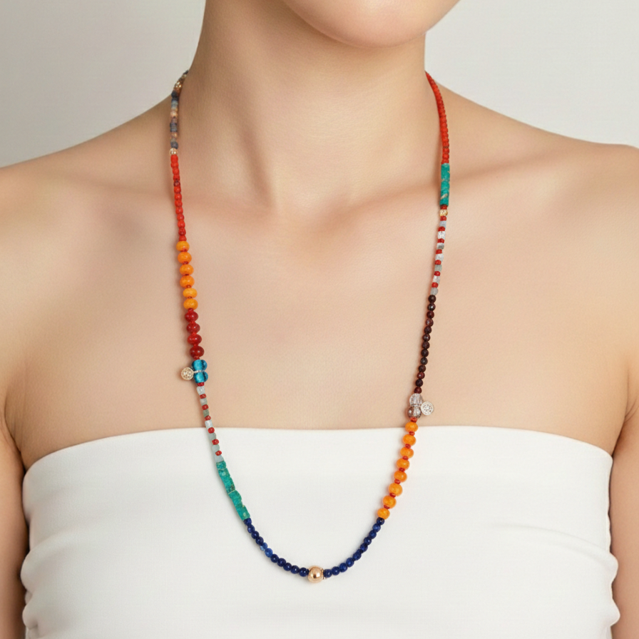 Gökkuşağı Çok Renkli Minimal Kolye Bileklik