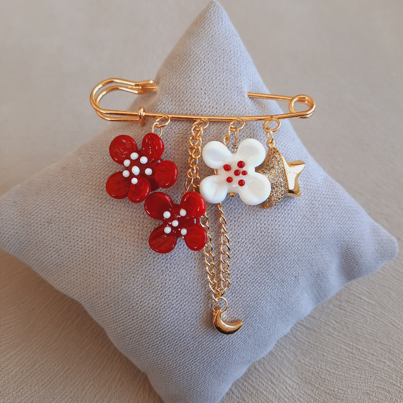 Cumhuriyet 100. Yıl Özel Tasarım  Murano Broş İskoç İğnesi