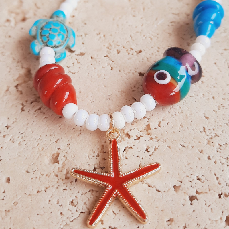 Denizler Ecesi Murano Cam Boncuk Çocuk Kolye