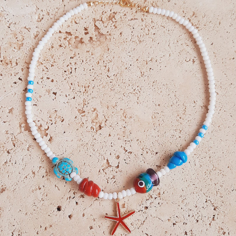 Denizler Ecesi Murano Cam Boncuk Çocuk Kolye