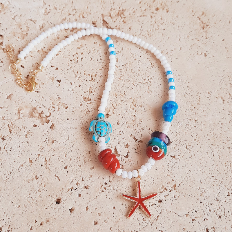 Denizler Ecesi Murano Cam Boncuk Çocuk Kolye