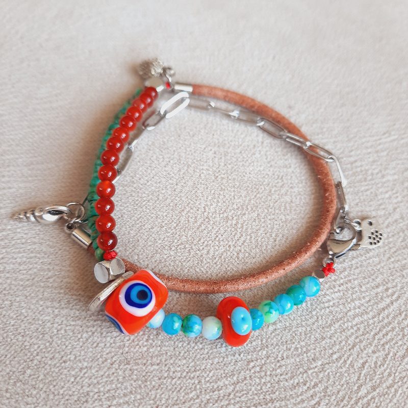 Unisex Dolama Deri Paslanmaz Bileklik