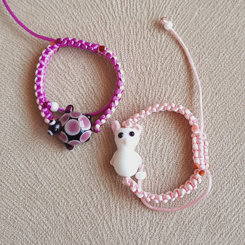 Tavşan ve Kaplumbağa Makrome Çocuk Bileklik (1 adet)