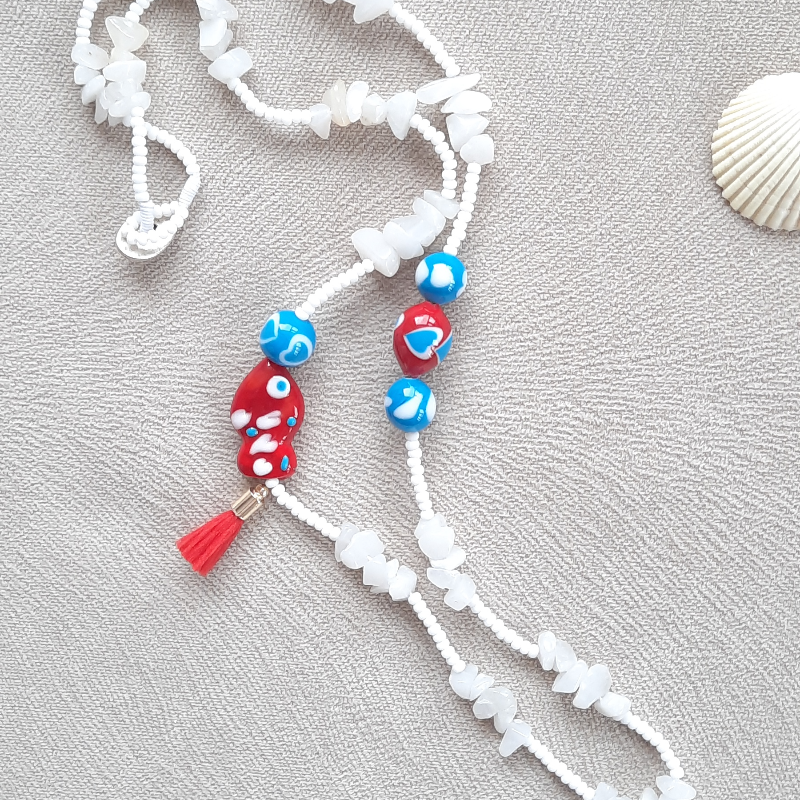 Murano Balıklı Kalpli Yaz Kolyesi