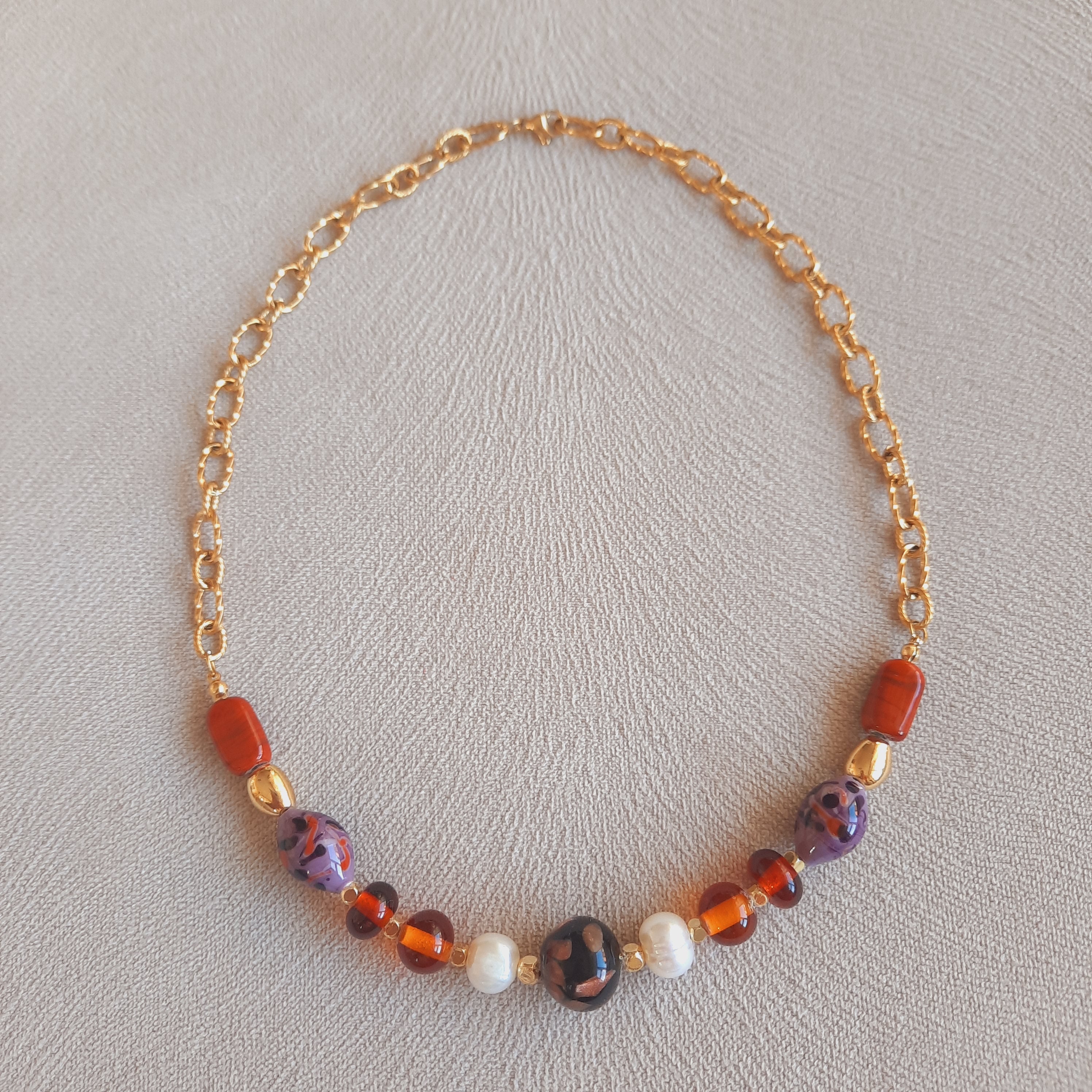 Candy Cam Boncuk Özel Tasarım Paslanmaz Çelik Kolye