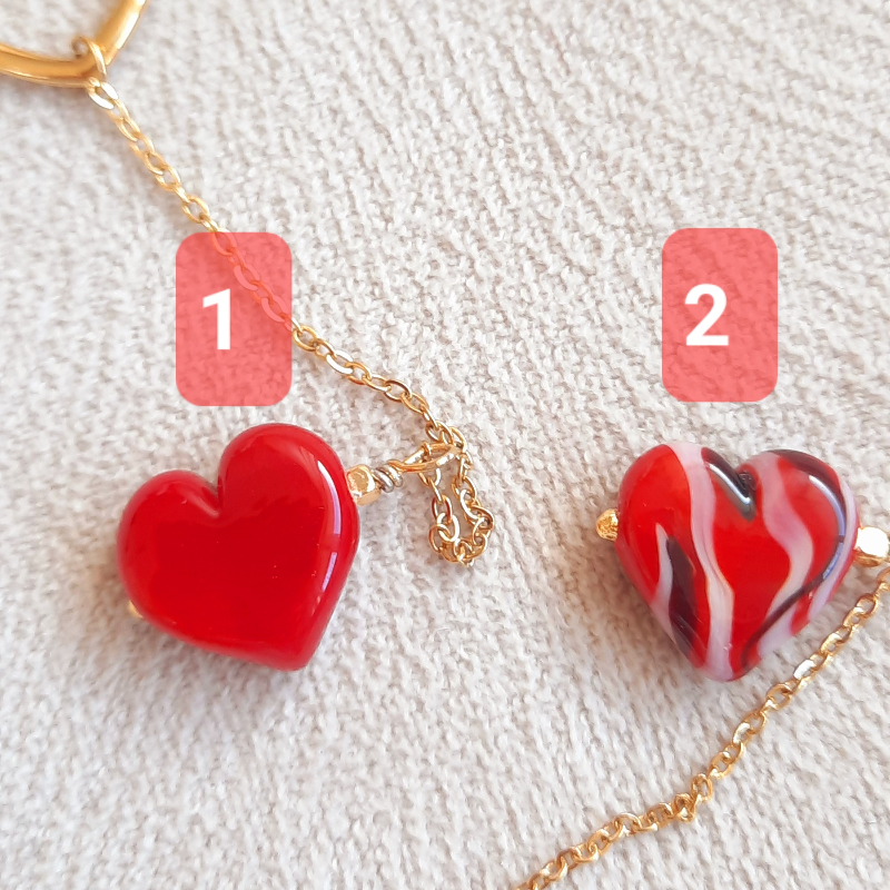 Sevgililer Günü Kalpli Murano Çelik Kolye