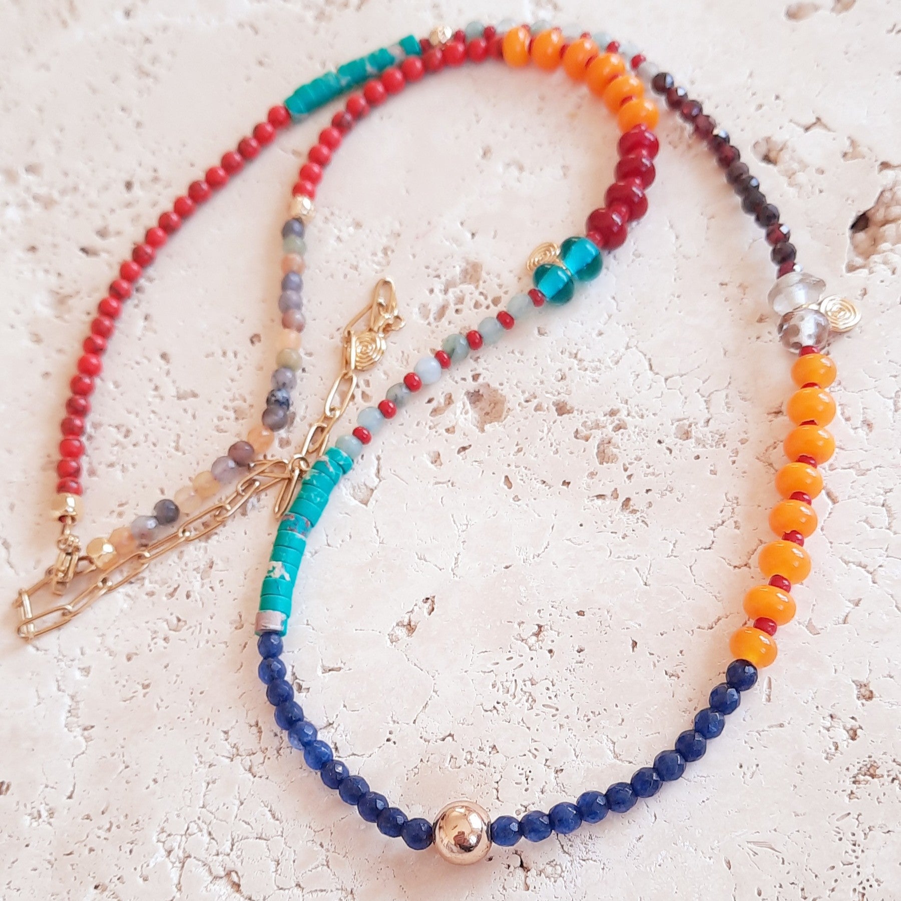 Gökkuşağı Çok Renkli Minimal Kolye Bileklik